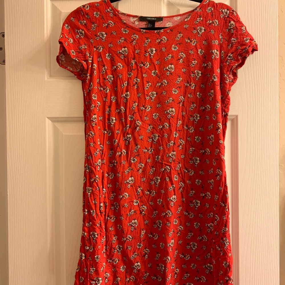 Red shift mini dress